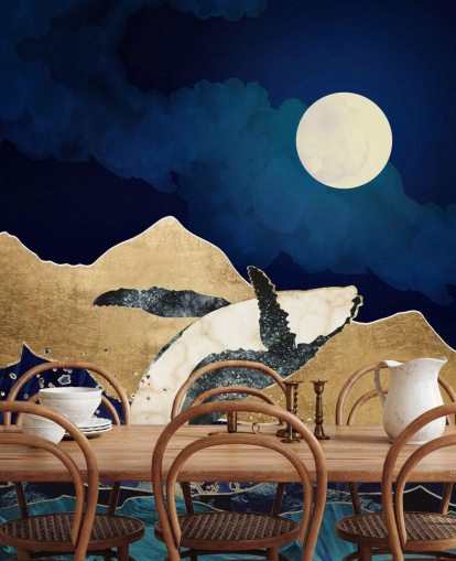 abstrakt hval hoppe ut av farvann tapet