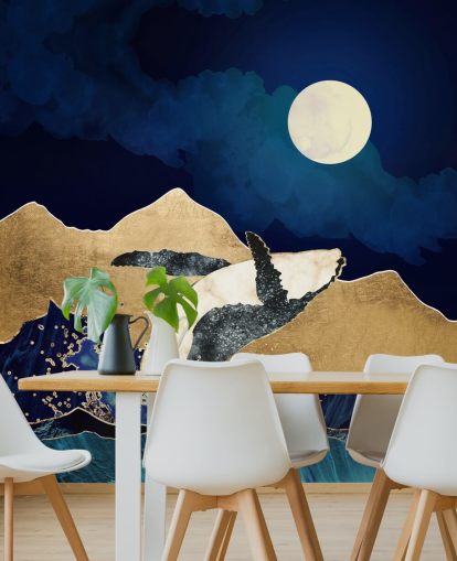 abstrakter Wal springt aus dem Wasser Tapete abstrakter Wal springt aus dem Wasser Tapete