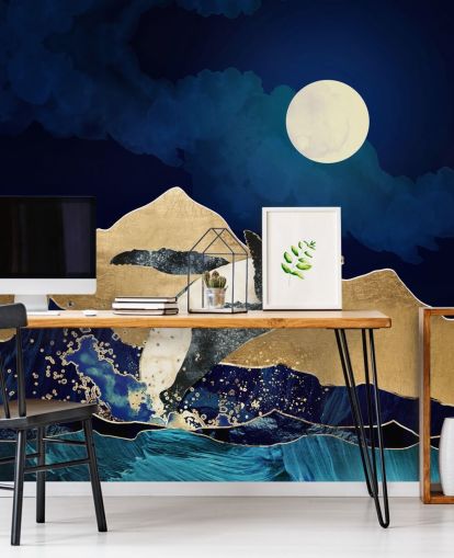 abstrakt hval hoppe ut av farvann tapet