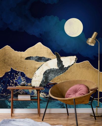 fond d'écran abstrait baleine sautant hors des eaux