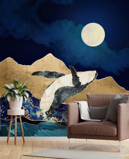 abstrakt hval hoppe ud af farvande tapet