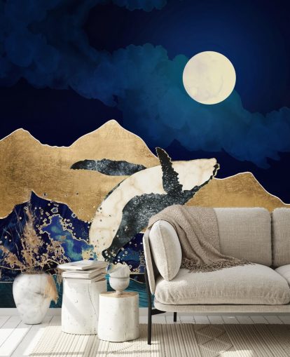 ballena abstracta saltando fuera de las aguas fondo