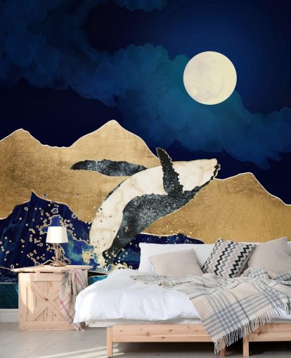 ballena abstracta saltando fuera de las aguas fondo