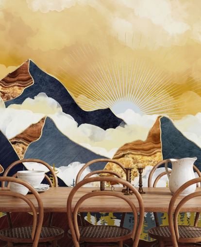 goud en grijs abstracte bergen behang