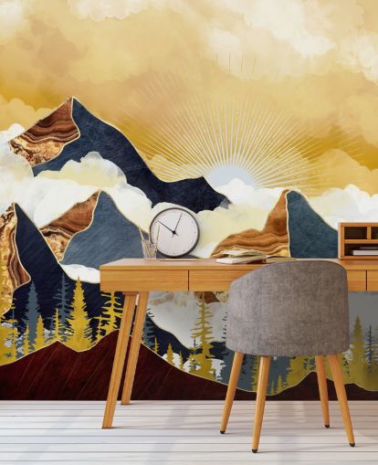 gull og grå abstrakte fjell tapet gull og grå abstrakte fjell tapet