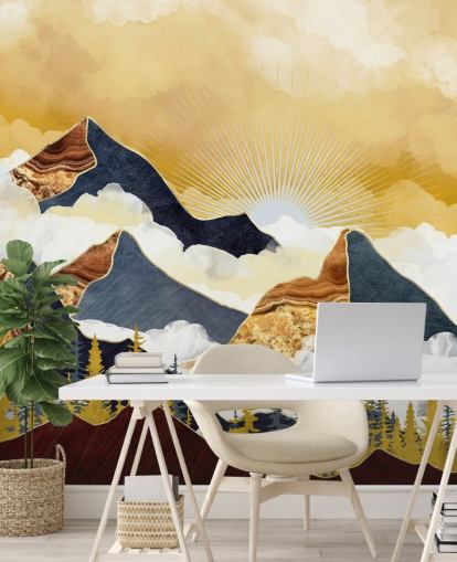 gold and grey abstract mountains wallpaper