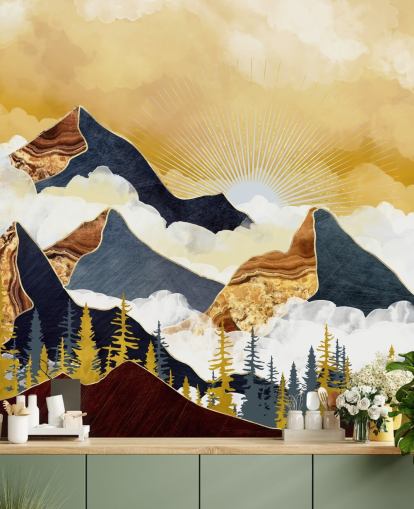 Gold und Grau abstrakte Berge Tapete Gold und Grau abstrakte Berge Tapete