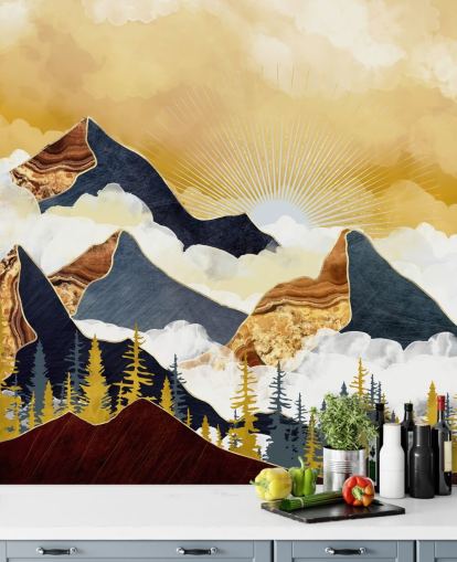 guld och grå abstrakta berg tapeter