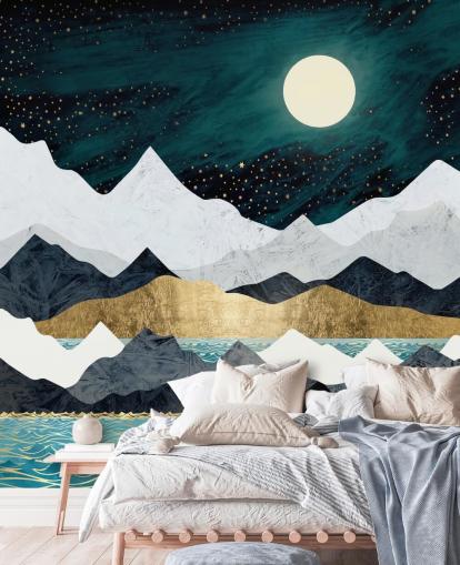 blue, grey and white abstract mountains wallpaper