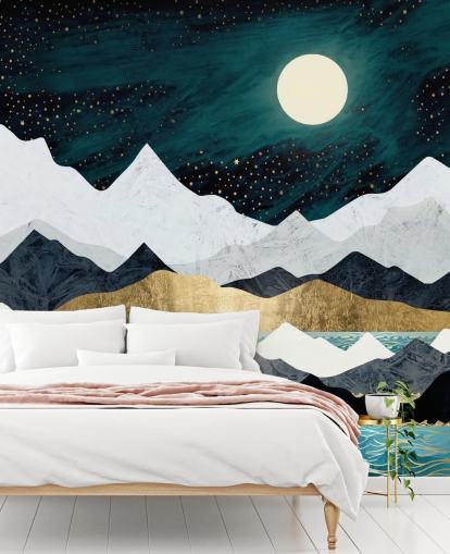 blue, grey and white abstract mountains wallpaper