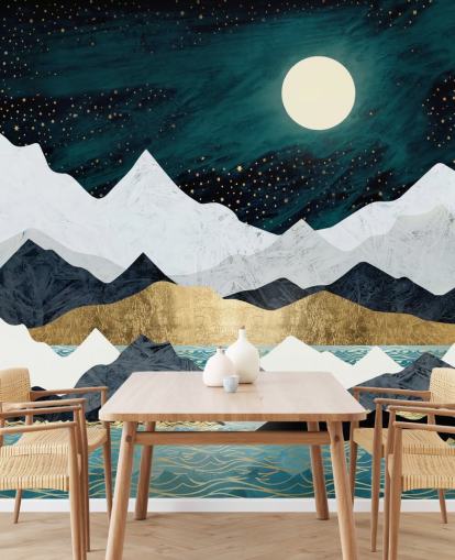 blaue, graue und weiße abstrakte Berge Tapete