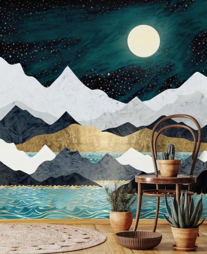 blue, grey and white abstract mountains wallpaper