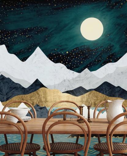 blaue, graue und weiße abstrakte Berge Tapete