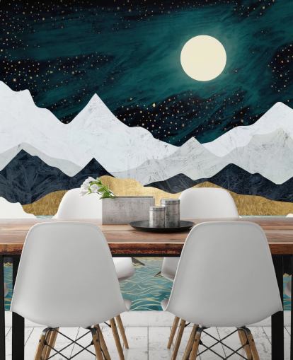 blå, grå og hvit abstrakte fjell tapet