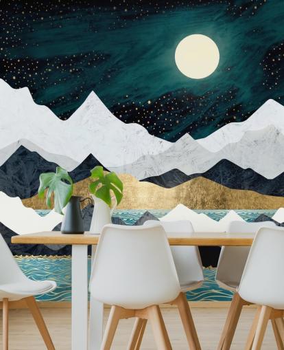 blue, grey and white abstract mountains wallpaper