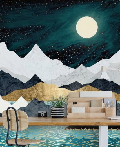 blue, grey and white abstract mountains wallpaper