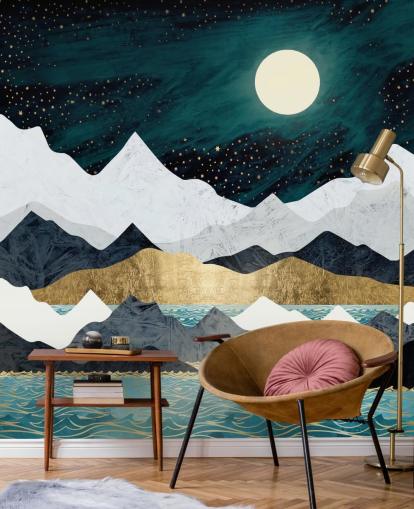 blauw, grijs en wit abstracte bergen behang blauw, grijs en wit abstracte bergen behang