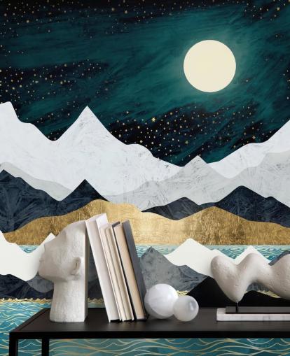 fond d'écran bleu, gris et blanc montagnes abstraites