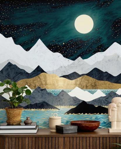 blue, grey and white abstract mountains wallpaper