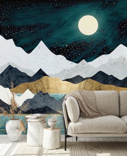 blue, grey and white abstract mountains wallpaper