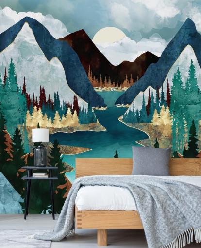 fond d'écran bleu montagnes et rivière fond d'écran bleu montagnes et rivière