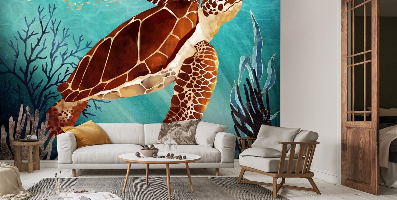 Sea Turtle Wallpaper Mural Wallsauce AU