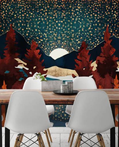 orange trees and night sky wallpaper