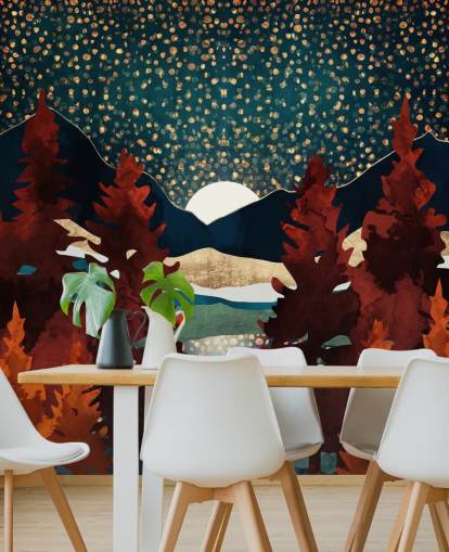 orange trees and night sky wallpaper