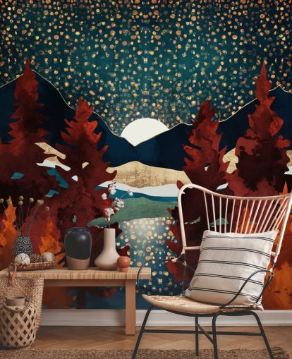 appelsintrær og nattehimmelen tapet