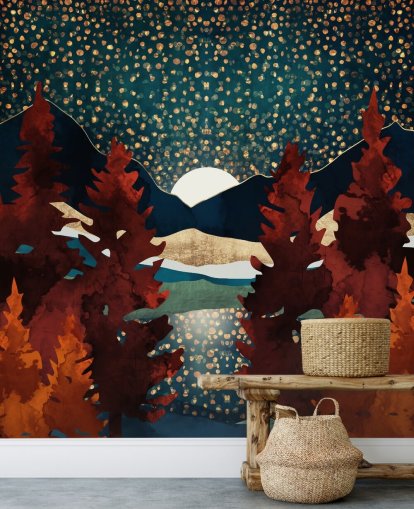 fondo de pantalla de naranjos y cielo nocturno