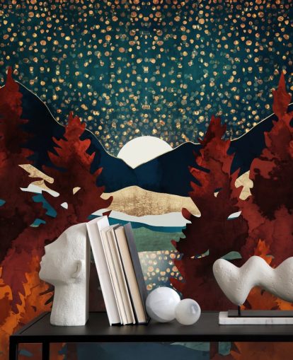 orange trees and night sky wallpaper