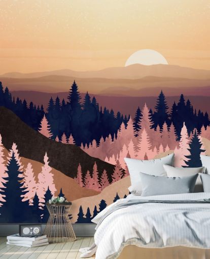 laivasto, violetti, vaaleanpunainen puu maisema tapetti