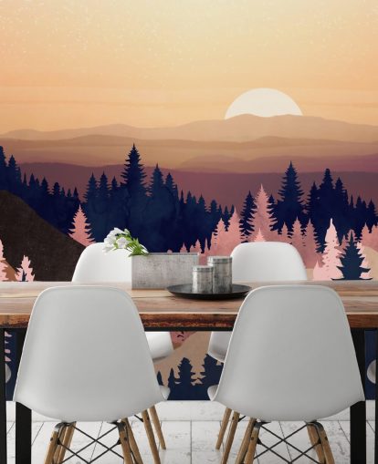 laivasto, violetti, vaaleanpunainen puu maisema tapetti