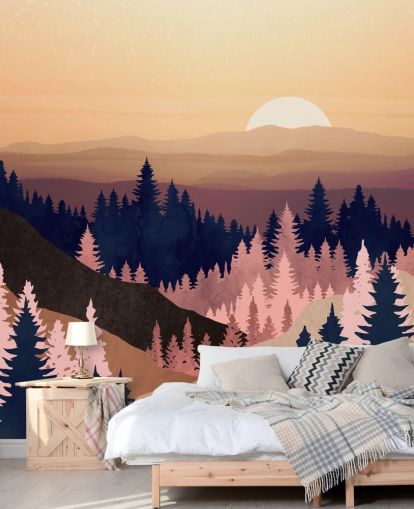 navy, purple, pink tree landscape wallpaper navy, purple, pink tree landscape wallpaper