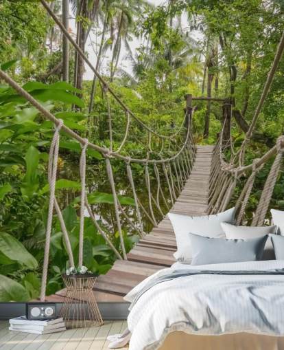 Wood and Rope Bridge in a Jungle Wallpaper
