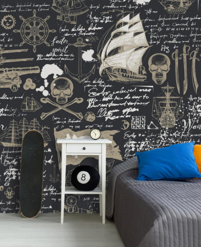 fondo de pantalla dark pirate doodles