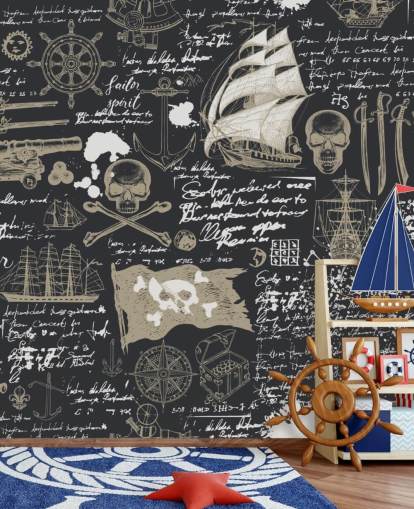 fond d'écran de doodles pirate noir