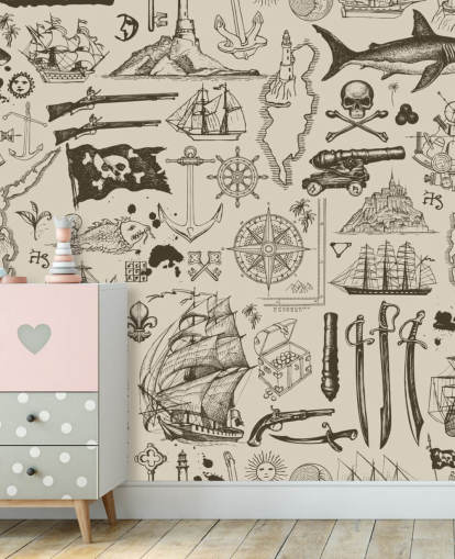 luonnollinen merirosvo doodles tapetti