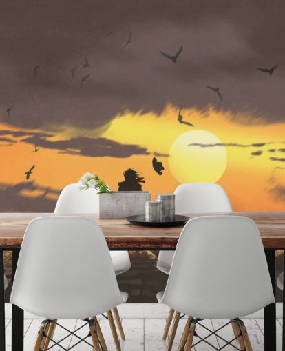 pirate on pirate ship at sunset wallpaper