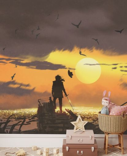 pirate on pirate ship at sunset wallpaper pirate on pirate ship at sunset wallpaper