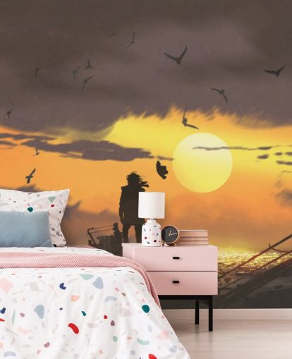 fondo de pantalla pirata en barco pirata al atardecer