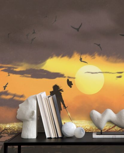 fondo de pantalla pirata en barco pirata al atardecer