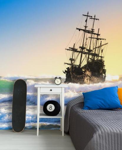 piratskip på bølger tapet