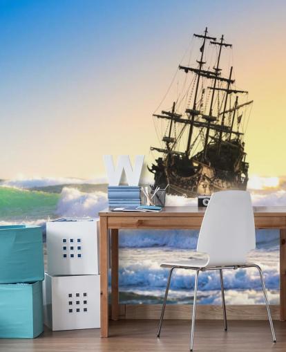 piratskip på bølger tapet