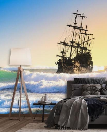 Piratenschiff auf Wellen Tapete