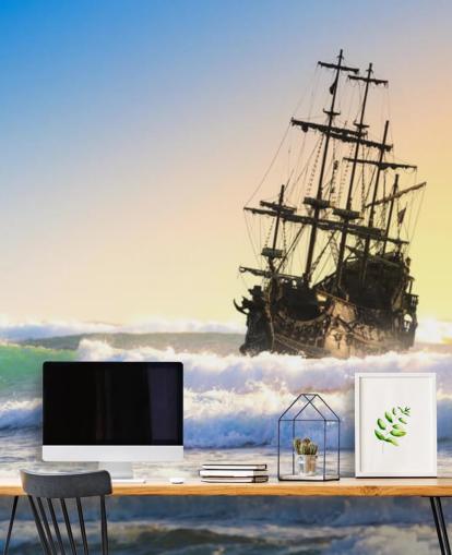 piratskip på bølger tapet