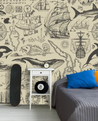 papel de parede neutro pirata doodles papel de parede neutro pirata doodles