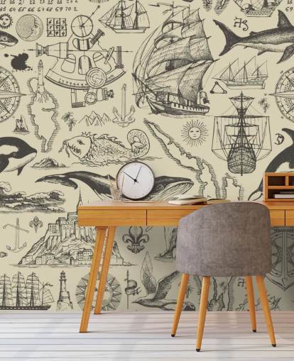 neutral pirate doodles wallpaper