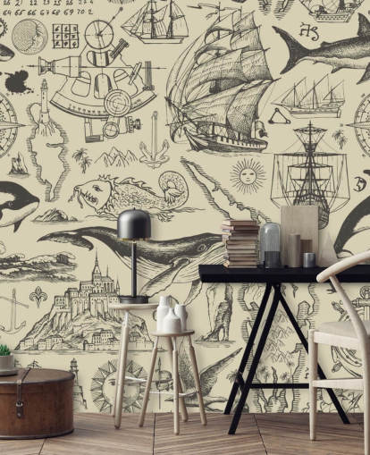 neutral pirate doodles wallpaper