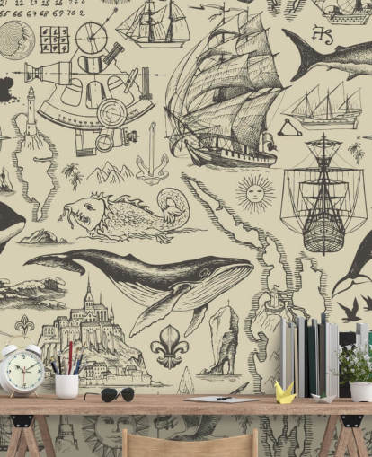 neutraali merirosvo doodles tapetti